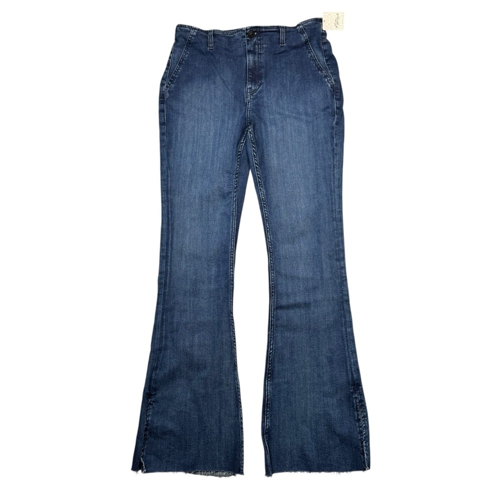 NWT New Free People We The Free Level Up Slit Slim Flare Night Sky Jeans Size 31 - Picture 3 of 13